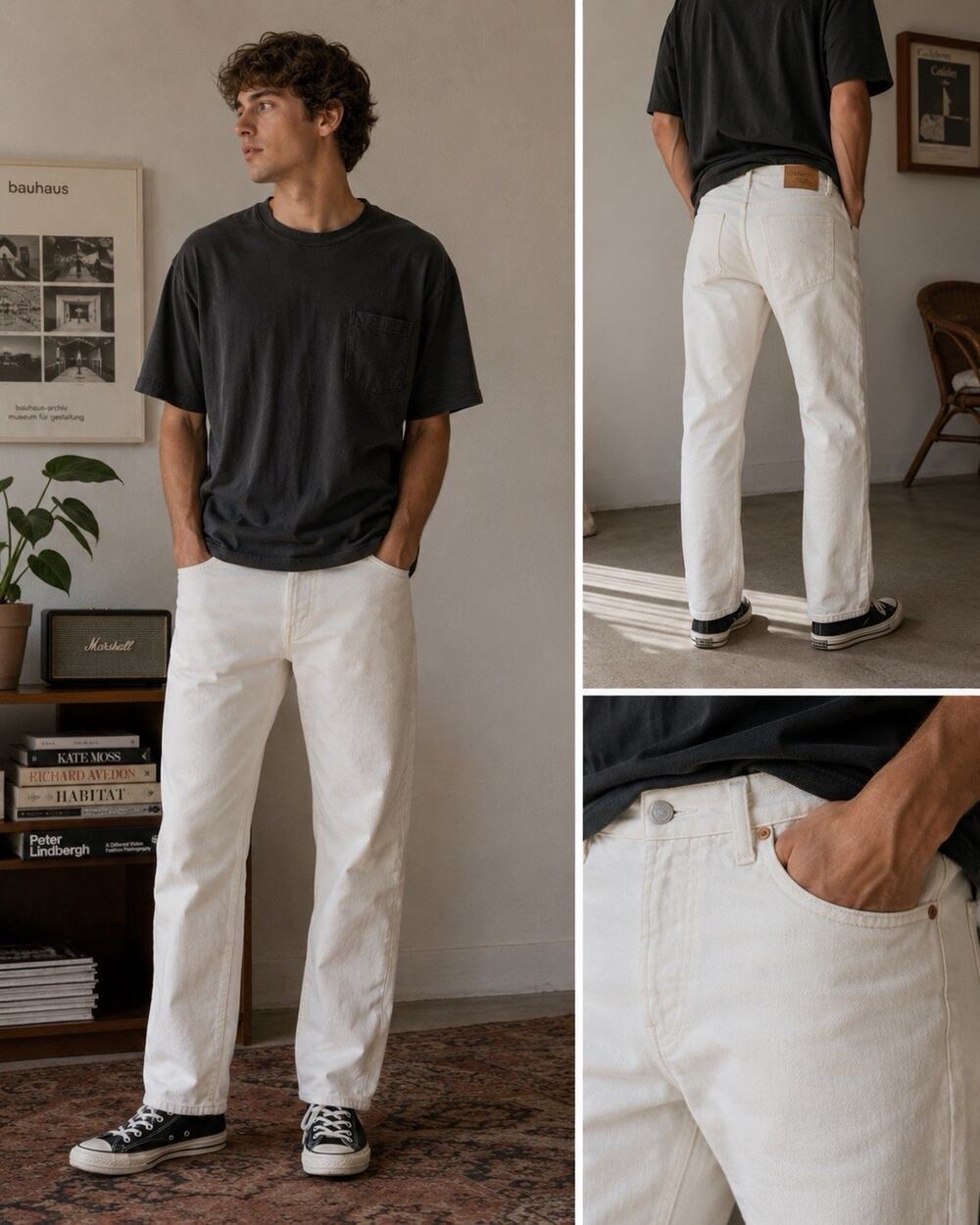 Civilianaire Made In USA White Jeans Mens 31 Straight Leg Minimalist Denim Slim